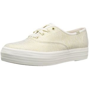 Keds Metallic Gold Stripe Triple Sneakers - size 8.5